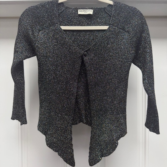 Balenciaga Black Metallic Knit Cardigan Sweater - Picture 2 of 11